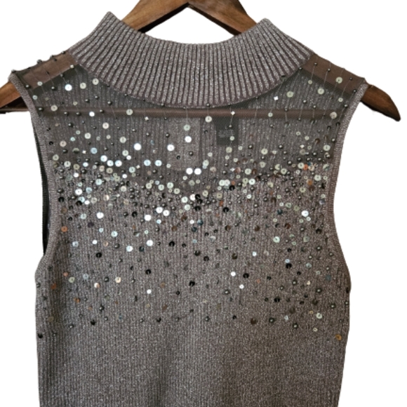 NWOT Lauren Michelle Sequin Sleeveless Metallic Sweater - Picture 3 of 3